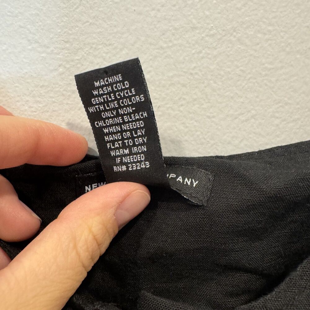 New York & Company Midi Dress Linen Black Full Button Front 90s Y2K Womens Sz 8 - Picture 4 of 8